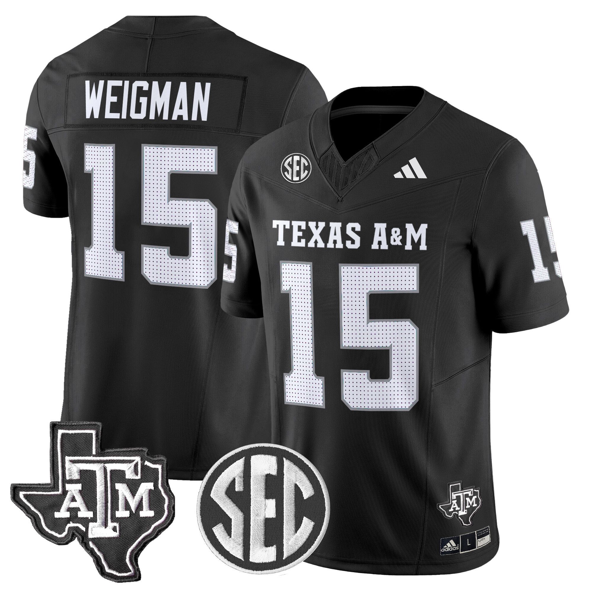 Men Texas A&M Aggies #15 Weigman Black 2024 Vapor Limited NCAA Jersey style 1->ncaa teams->NCAA Jersey